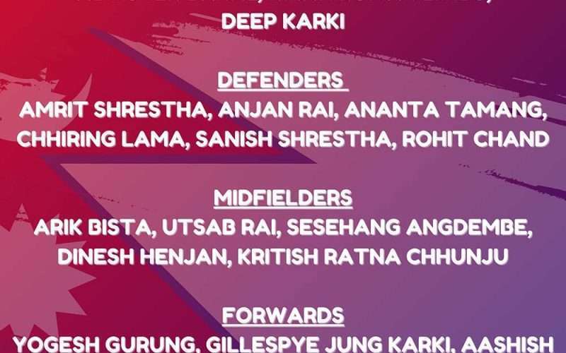 यमनविरुद्ध खेल्ने नेपाली टिमको घोषणा